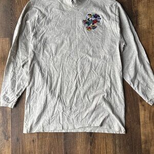 Heather Gray Long Sleeve Tee with Colorful Patch